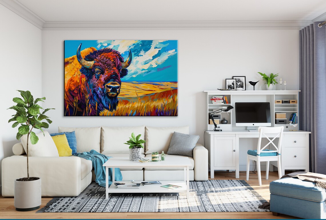 Bison on the Prairie Wildlife Buffalo Art Print - Image 2