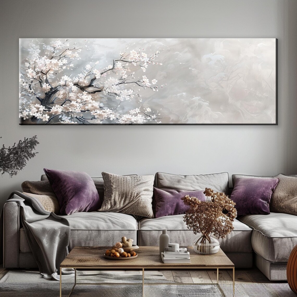 Japanese Cherry Blossom Art Print, Panoramic Style - Image 4