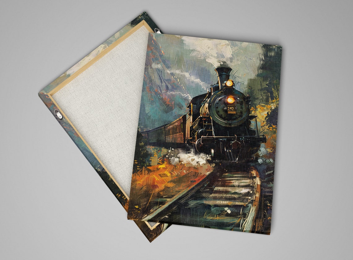 Moody Night Steam Locomotive Number 242 Dark Forest Rail Poster - Image 4