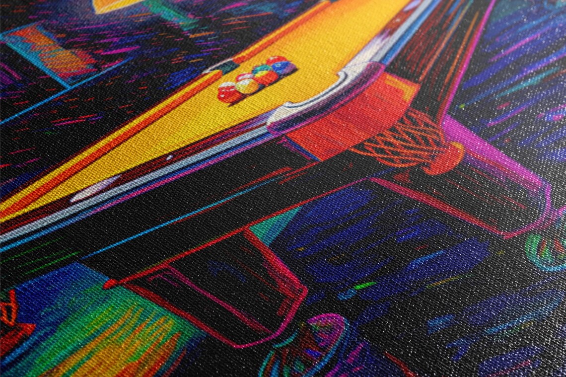 Pool Hall Billiards Table Neon Synthwave Art Print - Image 3