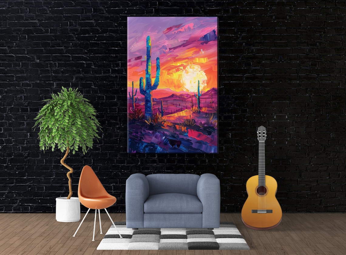 Saguaro Cactus Desert Sunset Pink Orange Sky Southwest Poster - Image 2