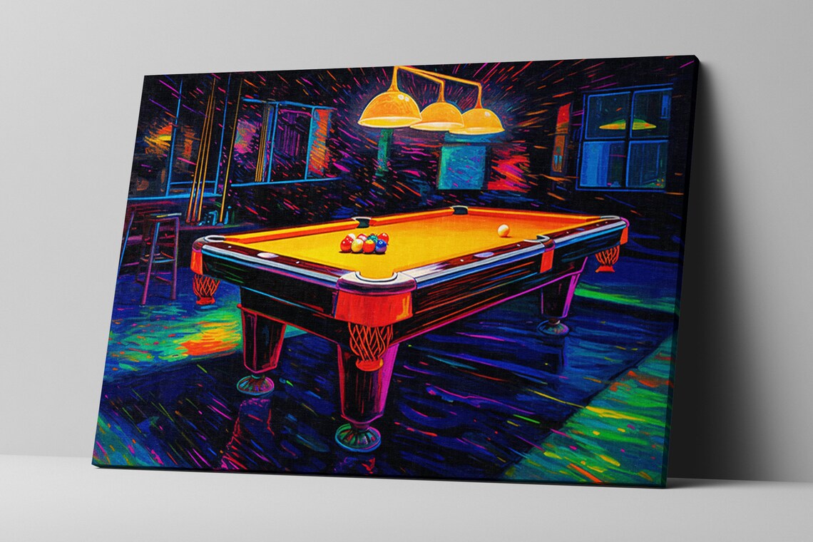 Pool Hall Billiards Table Neon Synthwave Art Print - Image 5