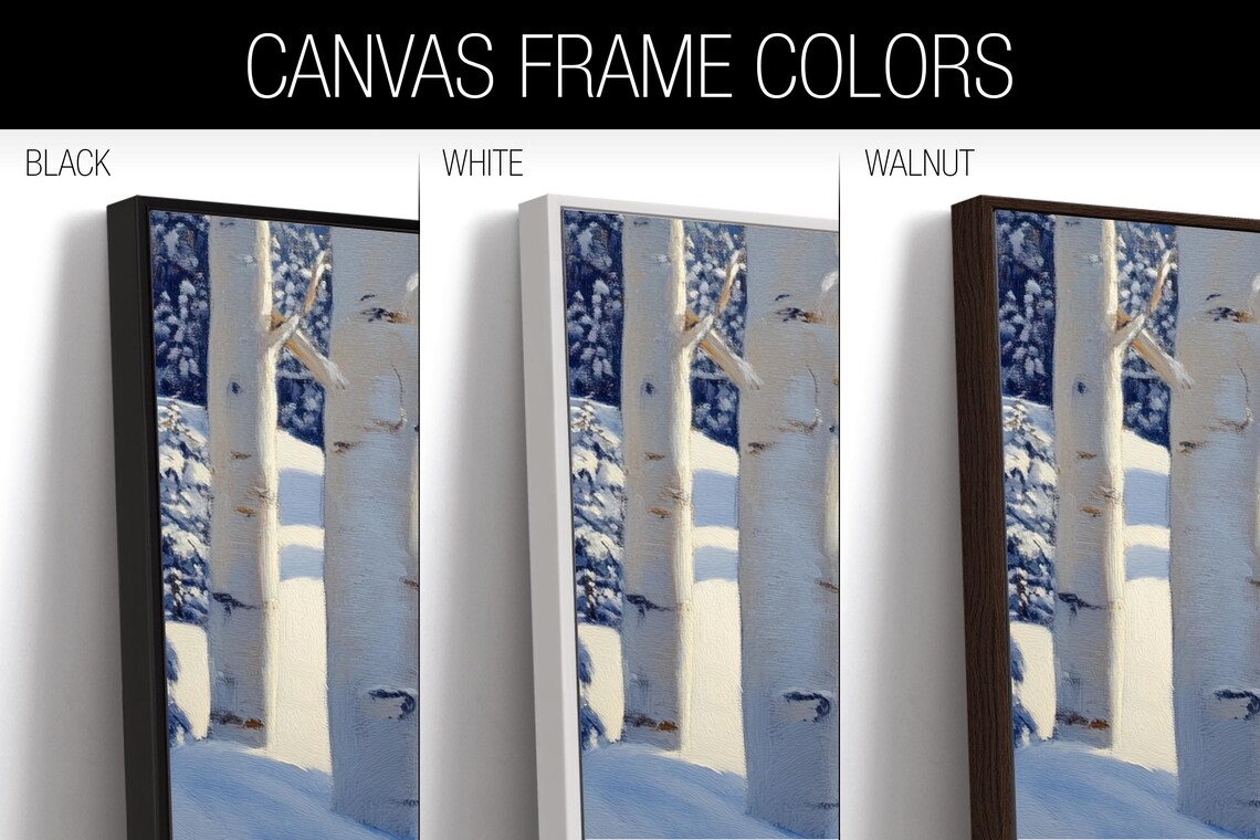 Panoramic Cozy Aspen Trees In Snow Rustic Framed Unframed Long Horizontal Gallery Wrapped Ready To Hang Extra Large Wall Art - Image 2