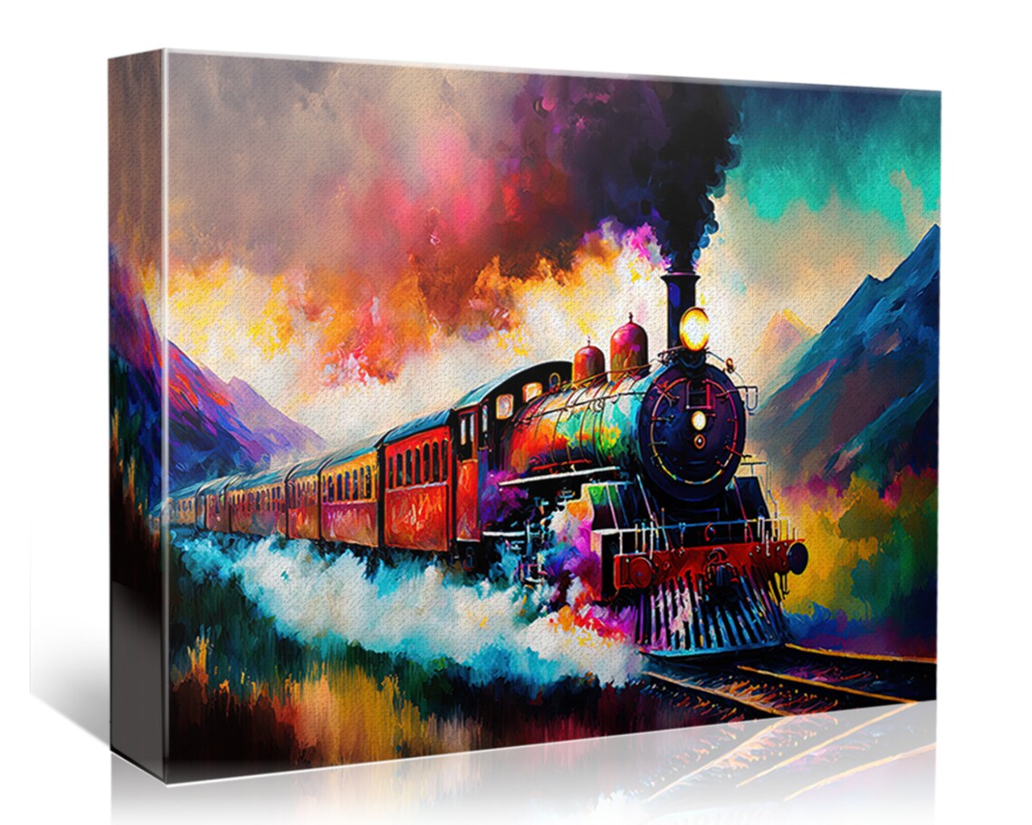 Train Locomotive Colorful Art Print, Modern Poster - Image 4