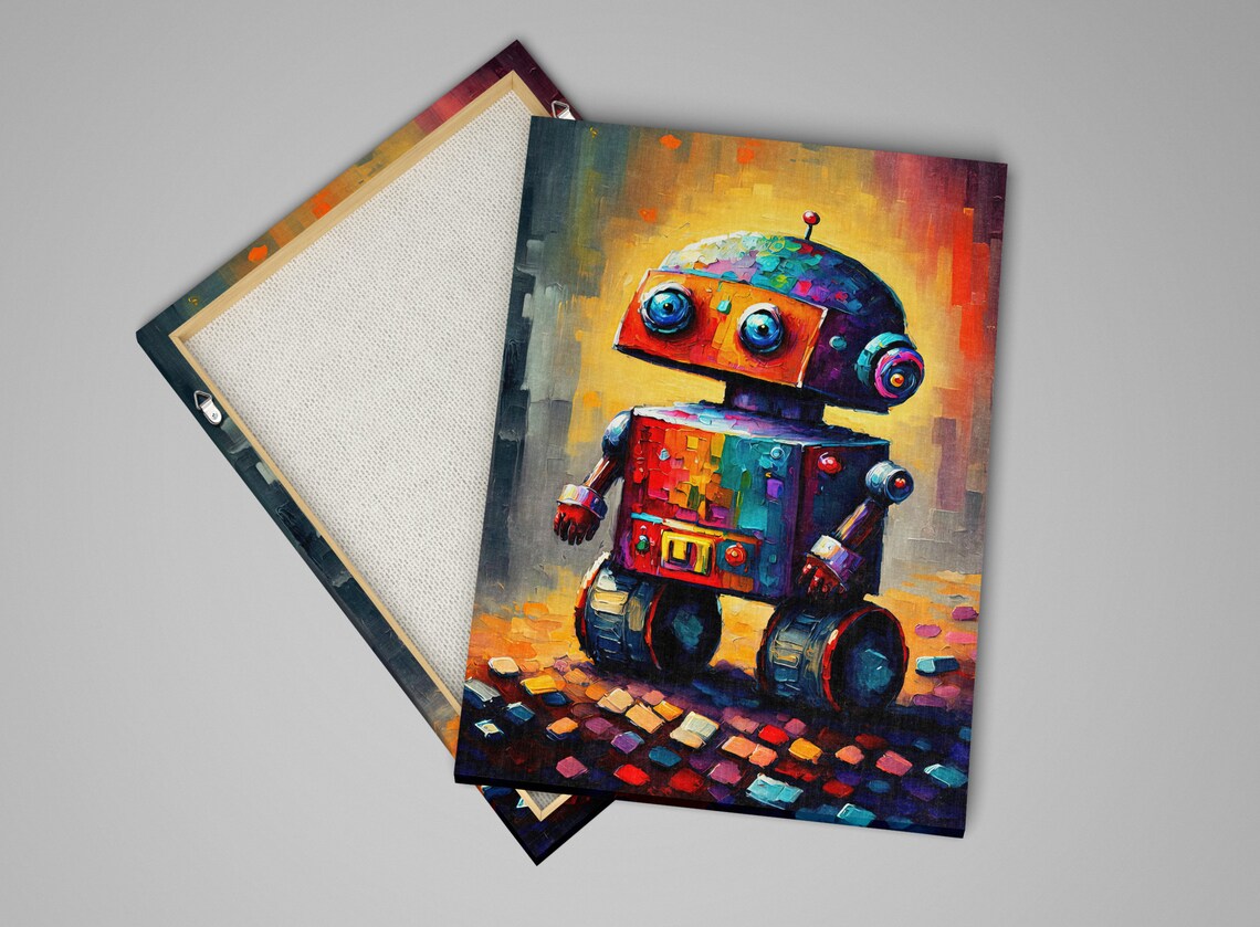Cute Little Robot Toy Big Eyes Kids Room Colorful Playful Poster - Image 3