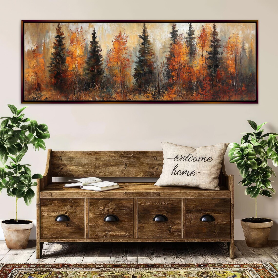 Autumn Pine Trees Panoramic Art Print, Scenic Landscape - Image 4
