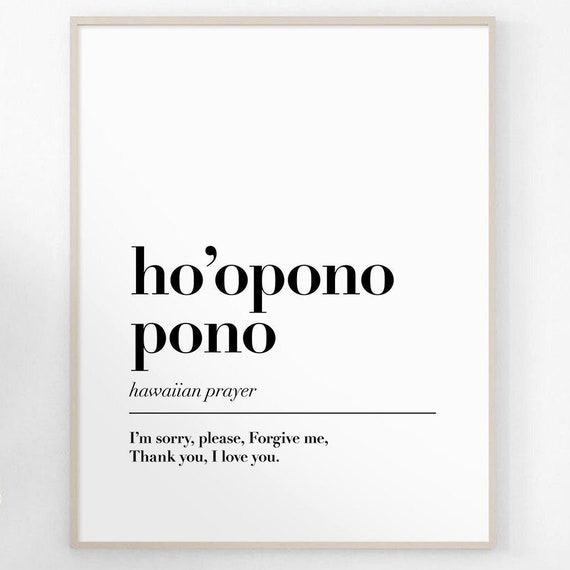 Hooponopono Hawaiian Prayer Quote, Positive Affirmation