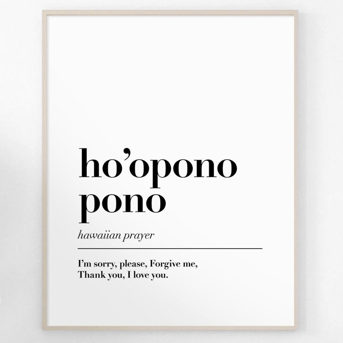 Hooponopono Hawaiian Prayer Quote, Positive Affirmation