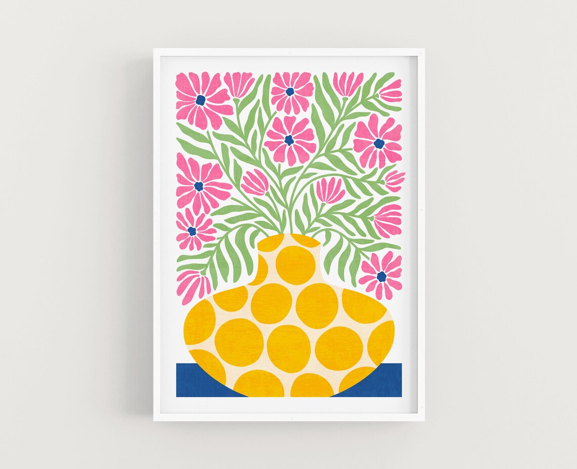Floral Pop Art Poster Print, Modern Botanical Decor