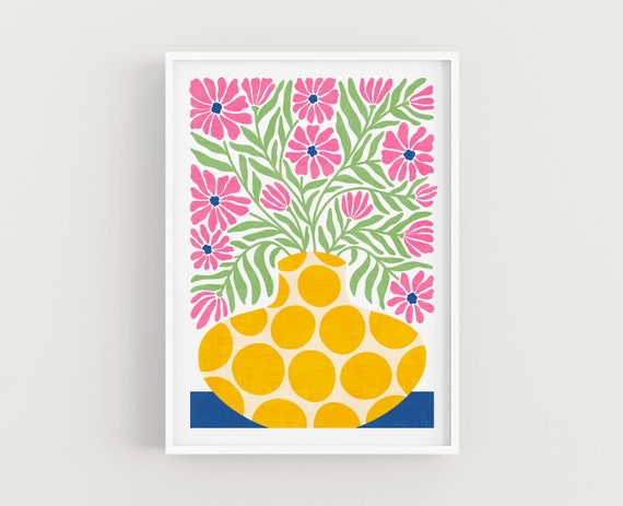 Floral Pop Art Poster Print, Modern Botanical Decor