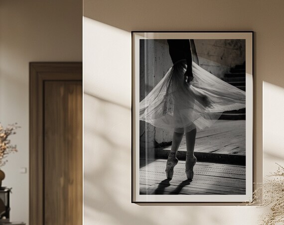Black White Ballerina En Pointe Tulle Skirt Fine Art Ballet Photo Poster
