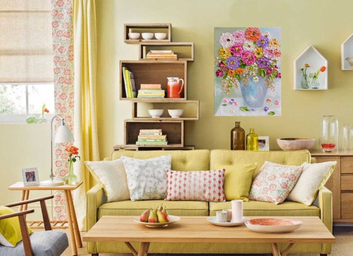 Custom Impasto Zinnia Flower Painting Art Print - Image 3