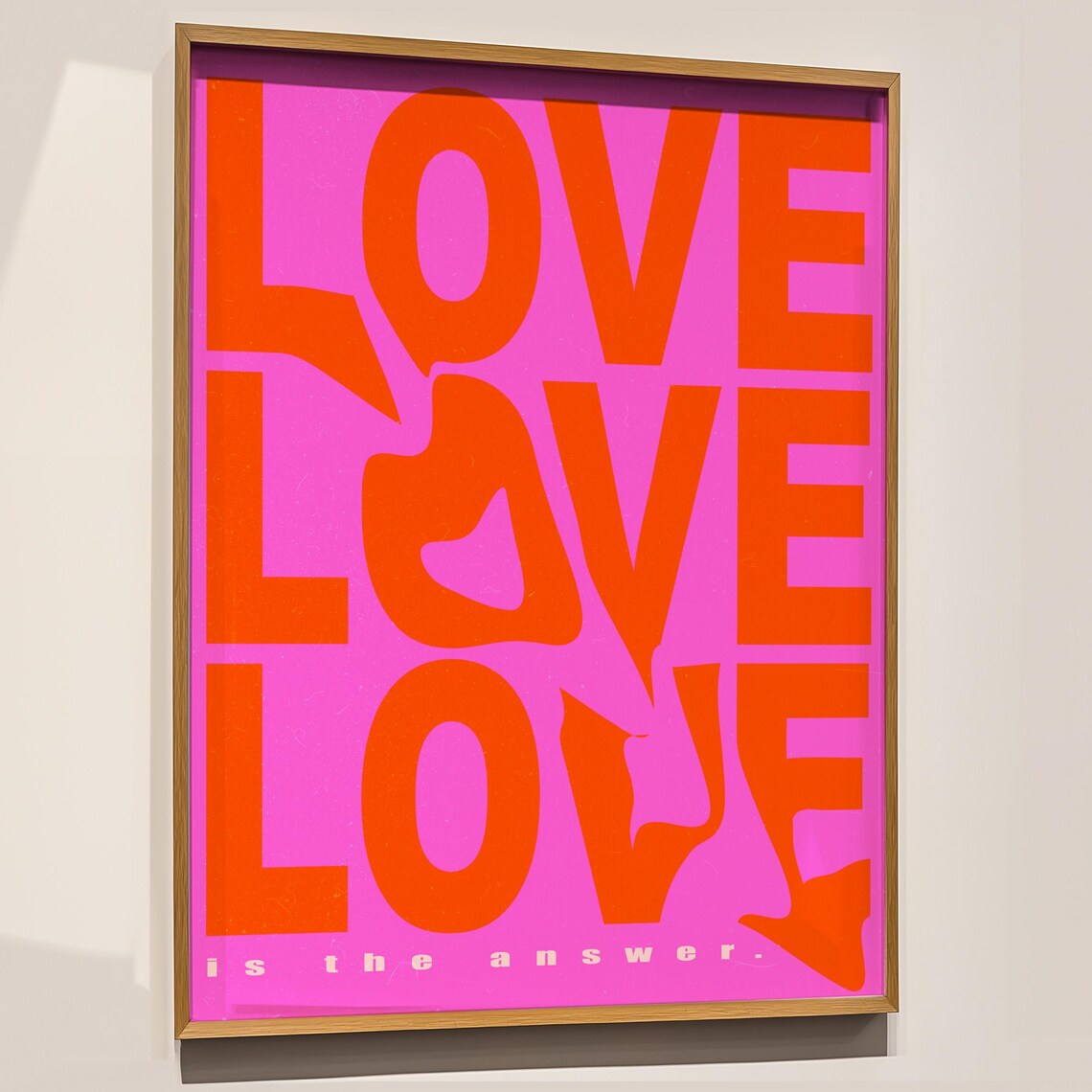 Love Typography Bold Pink Orange Pop Art Inspirational Wall Poster