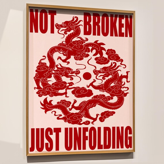 Red Dragon Art Print Asian Myth Eclectic Maximalist Decor