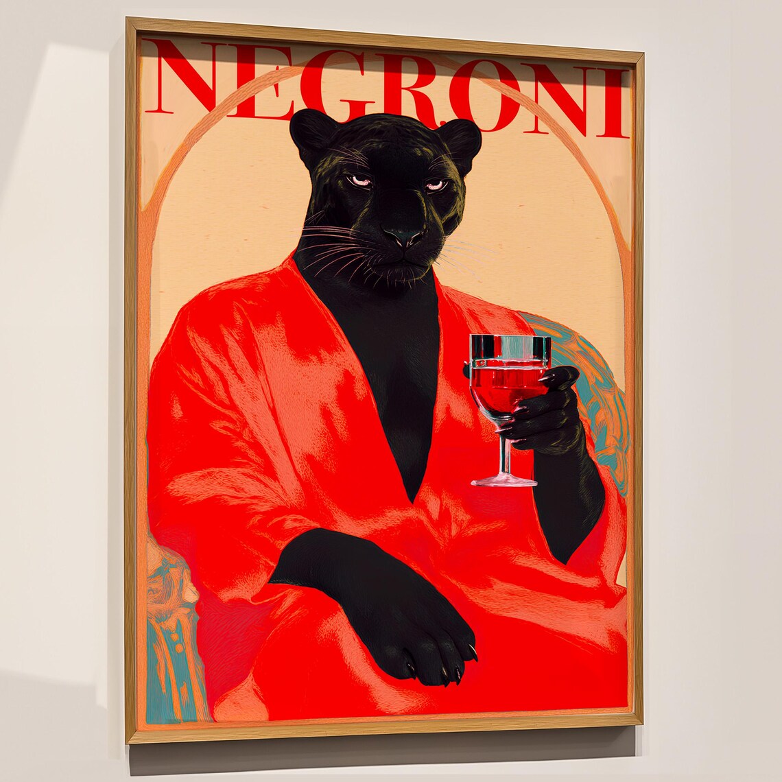 Negroni Panther Retro Glam Bar Art Print