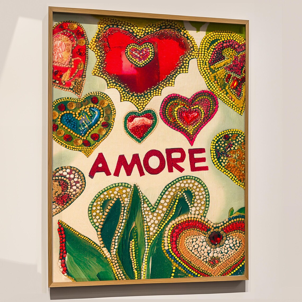 Amore Jeweled Heart Romantic Maximalist Folk Art Love Poster