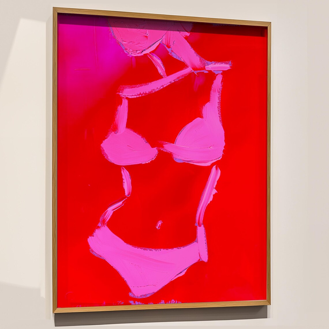 Abstract Red Pink Female Torso Body Art Contemporary Paint Poster