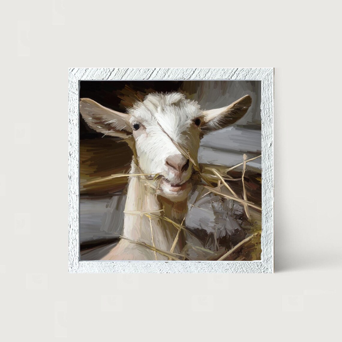 Goat Eating Grass Funny Farm Animal Art Print - Image 4