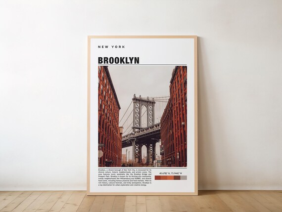 Brooklyn New York Manhattan Bridge DUMBO Street Scene Travel Poster