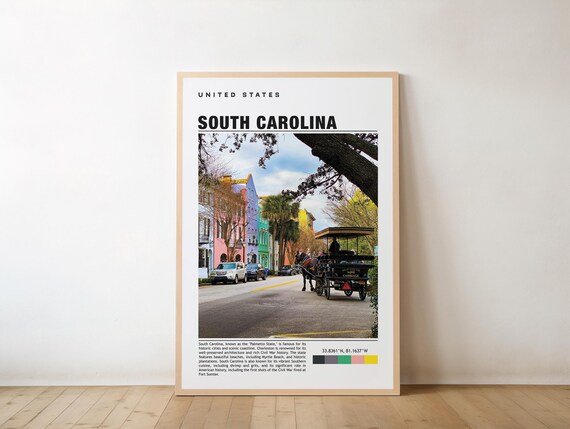South Carolina Charleston Carriage Street Minimalist Travel Print