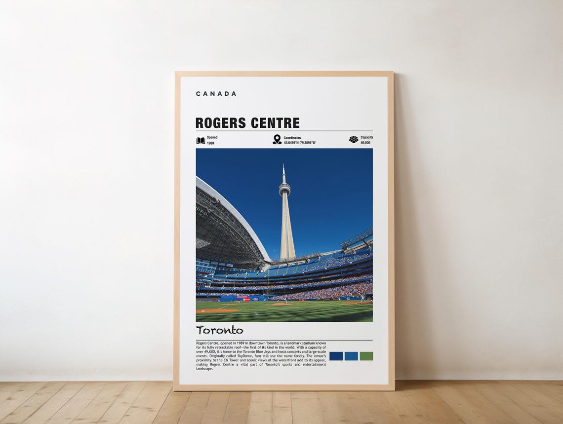 Rogers Centre Toronto Stadium CN Tower Baseball Game Day Poster