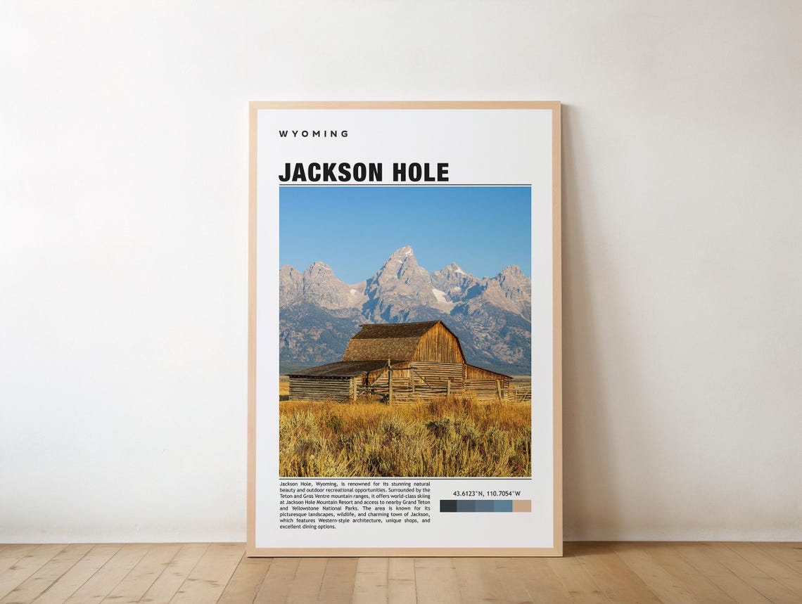 Historic Jackson Hole Wyoming Travel Moulton Barn Tetons View Poster