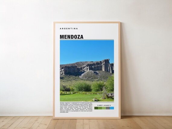 Mendoza Argentina Andes Mountains Wine Region Photo Travel Poster