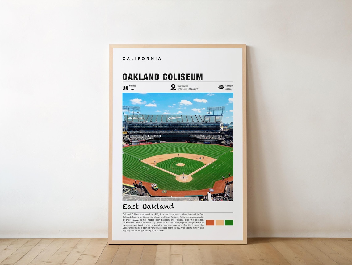 Oakland Coliseum Poster, Bay Area Sports Venue