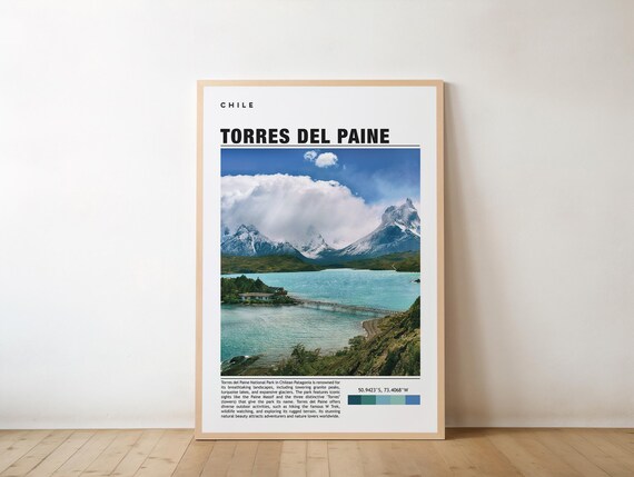 Torres Del Paine Art Poster Photo Print Painting Chile