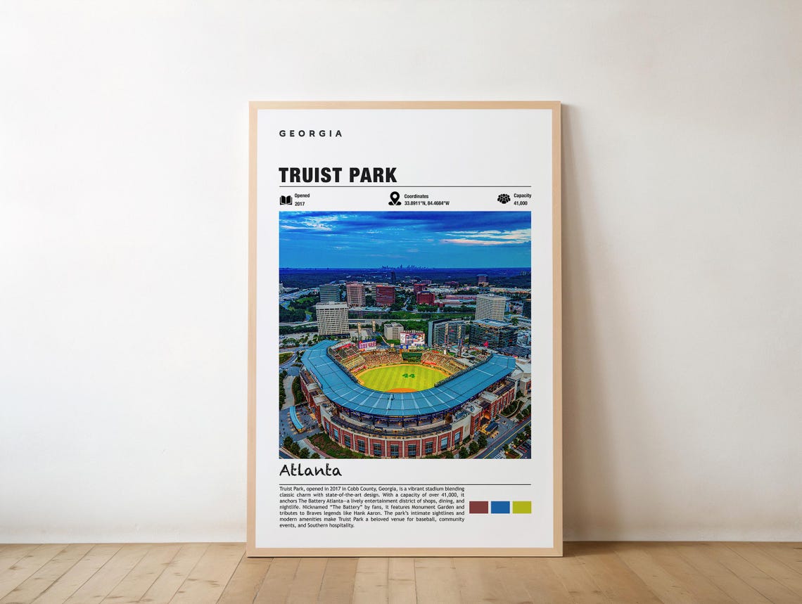 Truist Park Atlanta Baseball Stadium Aerial View Sports Art Poster