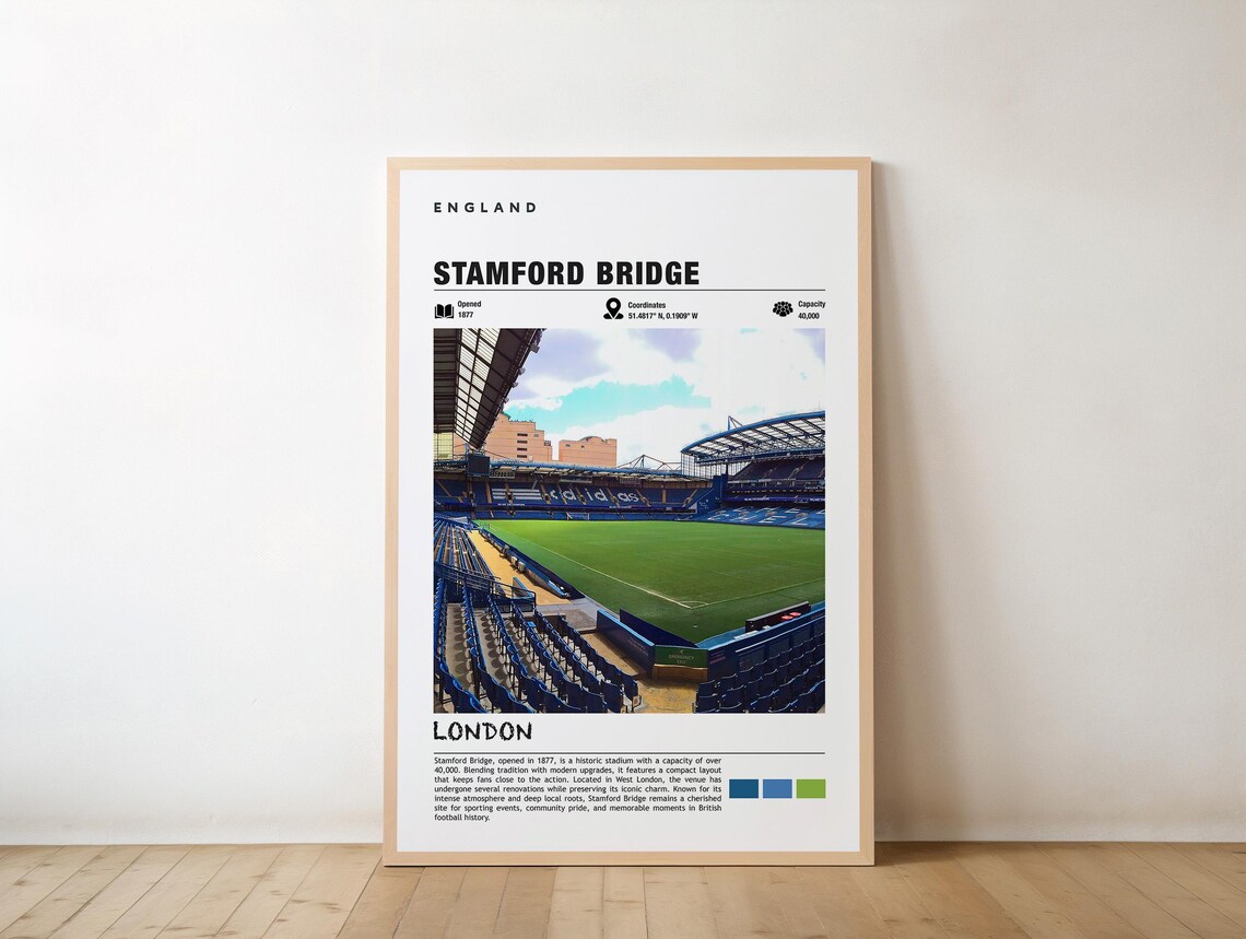 Stamford Bridge London Football Stadium 1877 England Sports Poster