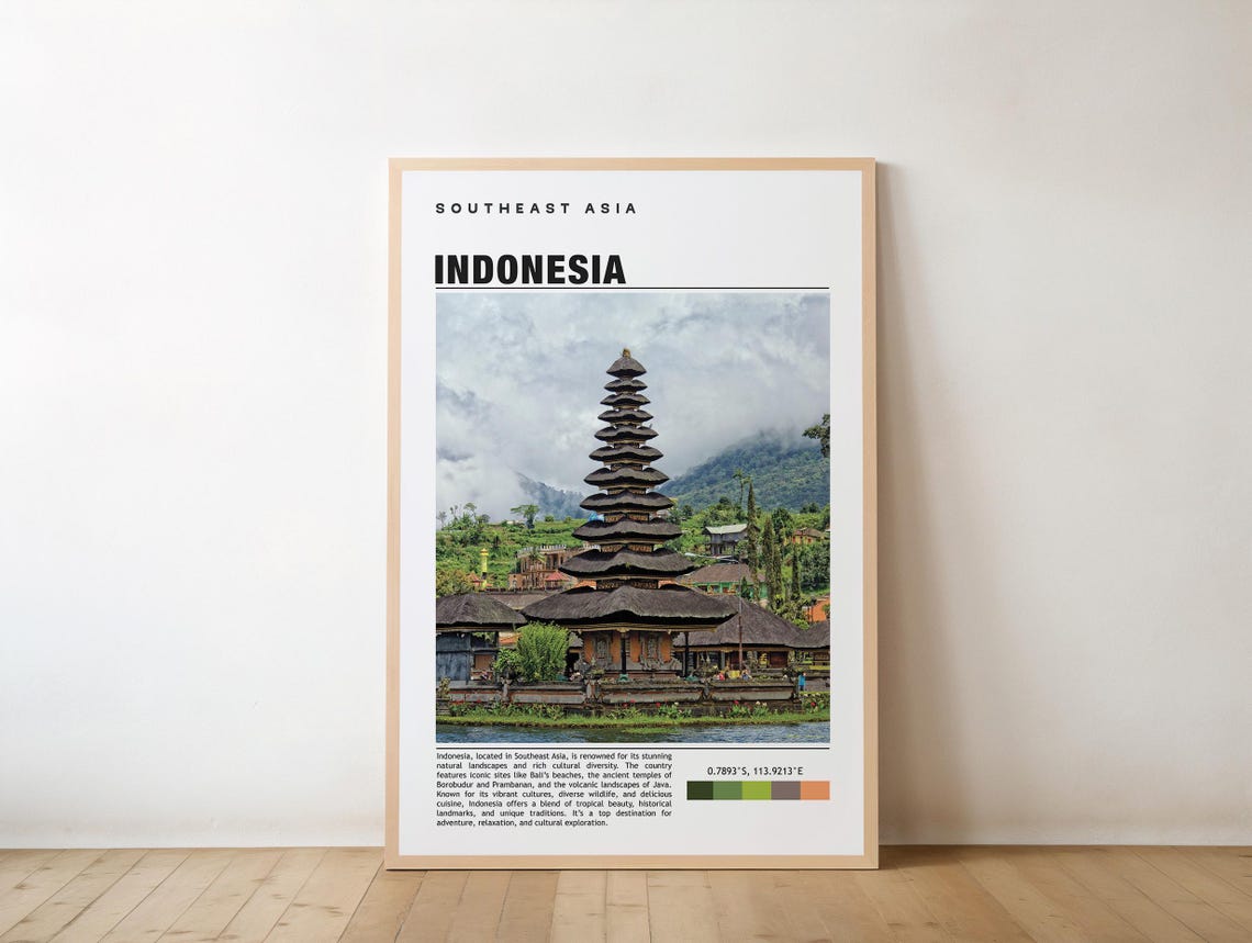 Indonesia Balinese Water Temple Lakeside Photo Travel Poster
