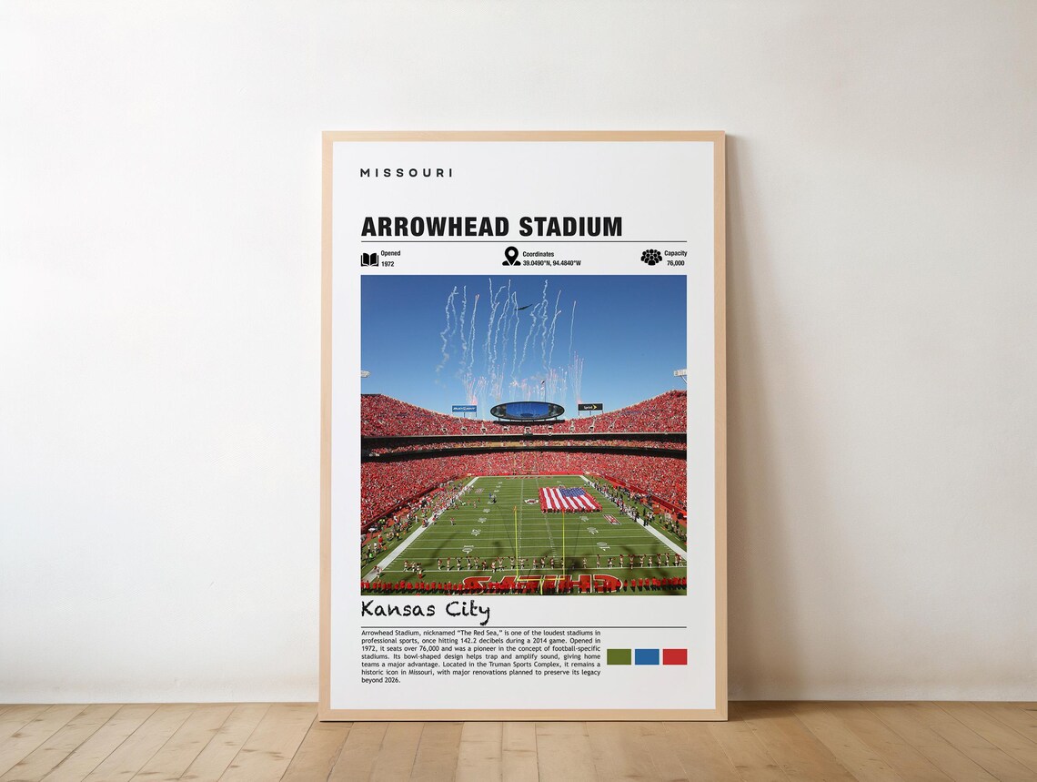 Arrowhead Stadium Art Print, Sports Photo Poster