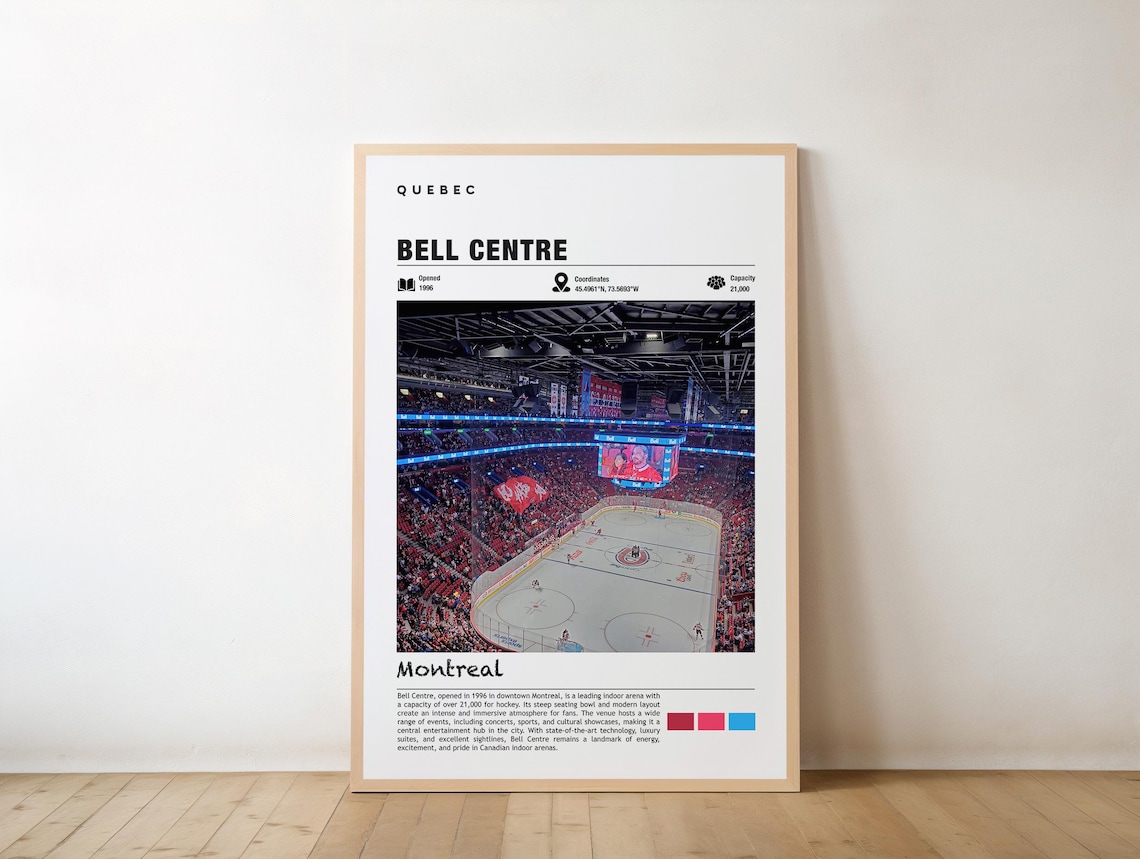 Bell Centre Montreal Hockey Arena Game Night Aerial Photo Poster