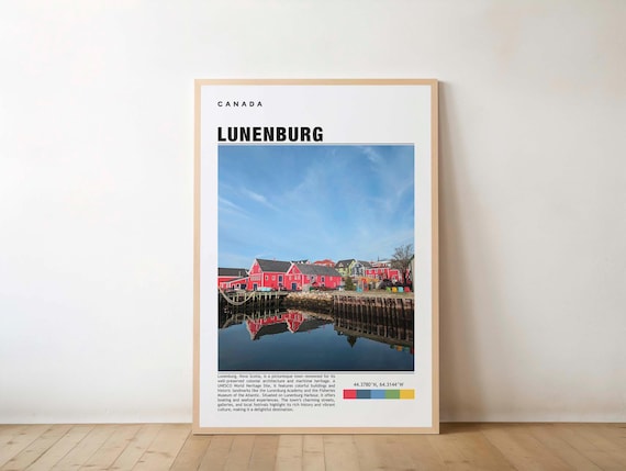 Lunenburg Canada Red Wharf Buildings Harbor Reflection Poster