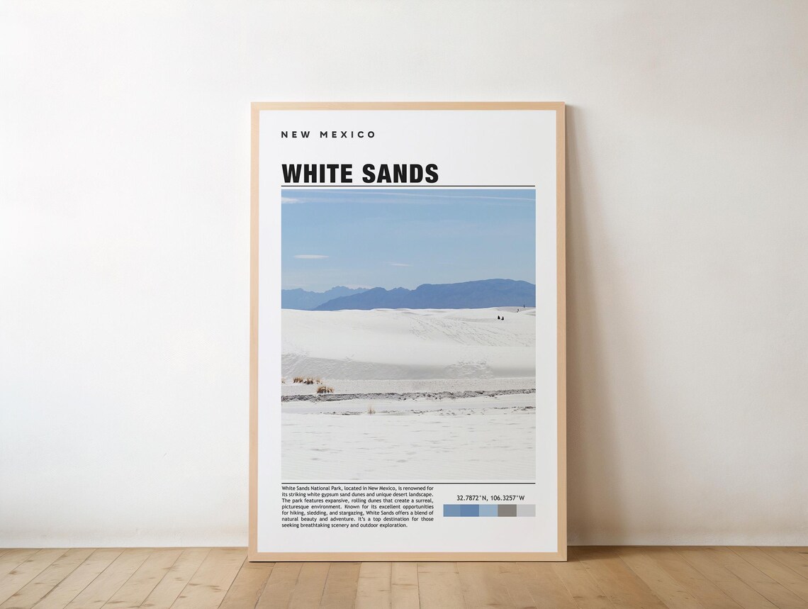 White Sands National Park New Mexico Gypsum Dunes Travel Poster