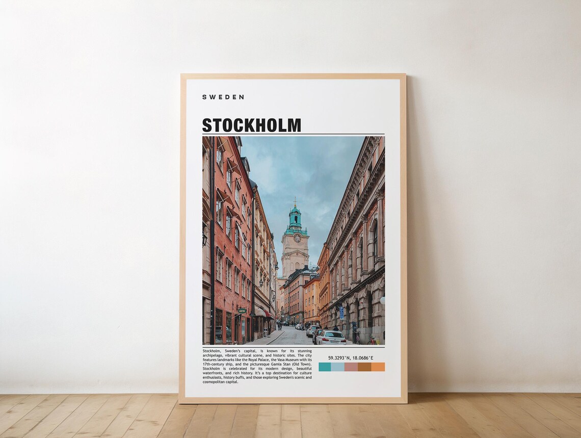 Stockholm Old Town Street View Minimalist Sweden Travel Photo Poster