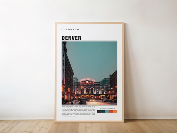 Denver Union Station Travel By Train Neon Sign Night Photo Poster