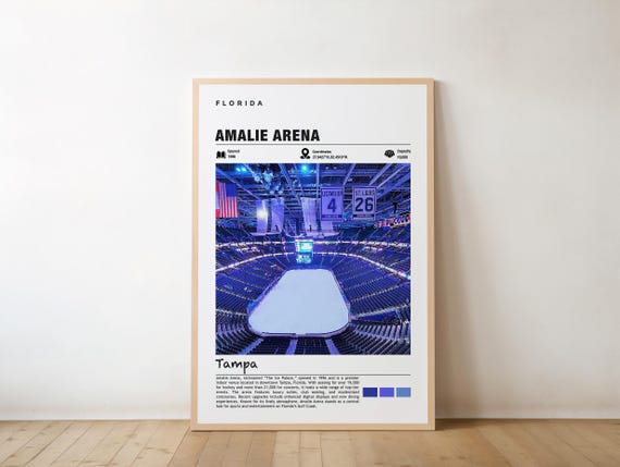 Amalie Arena Print Florida Poster Tampa Views Art Urban Charm Hockey Sports Venue City Landmark