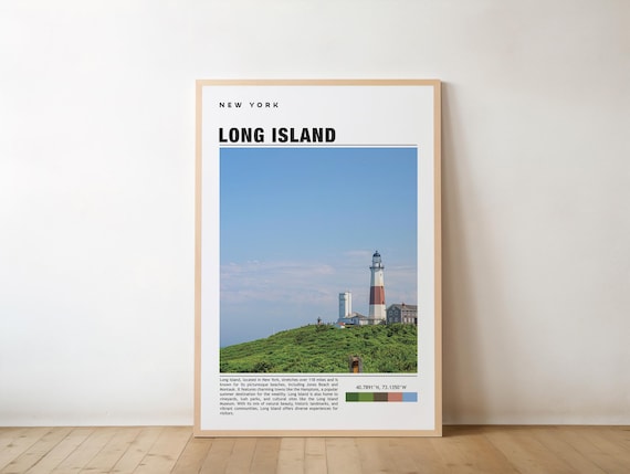 Long Island New York Lighthouse Coastal Minimalist Travel Poster
