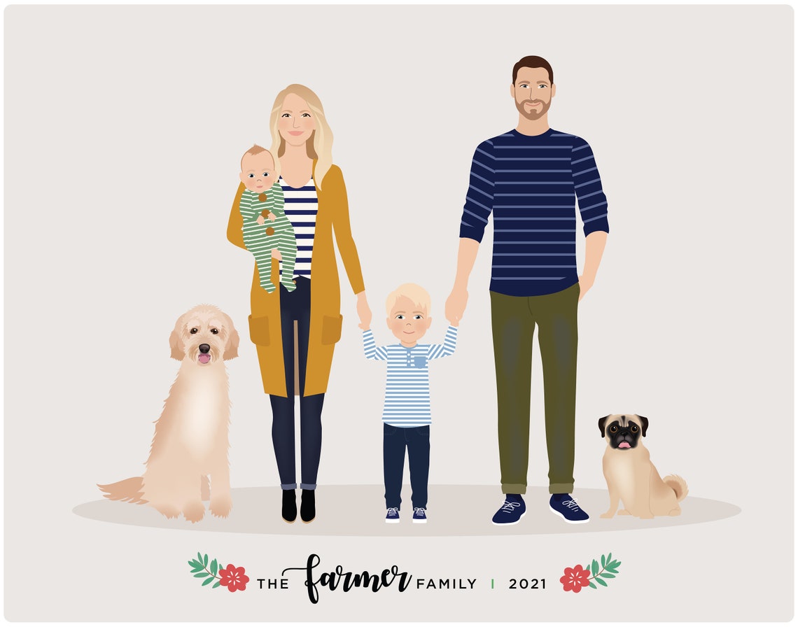 Custom Family Portrait, Add Pet - Image 3