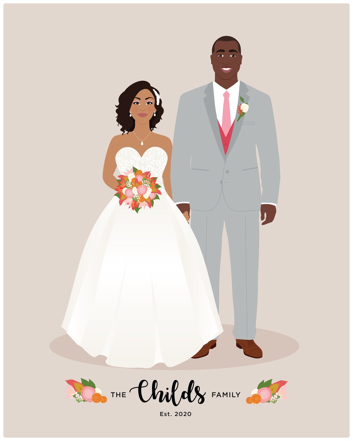 Custom Wedding Portrait, One Year Anniversary - Image 3