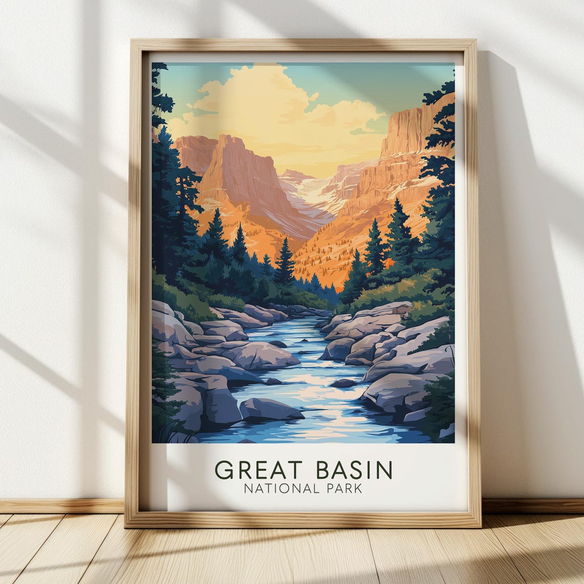 Great Basin National Park Canyon River Gorge Vintage Travel Poster