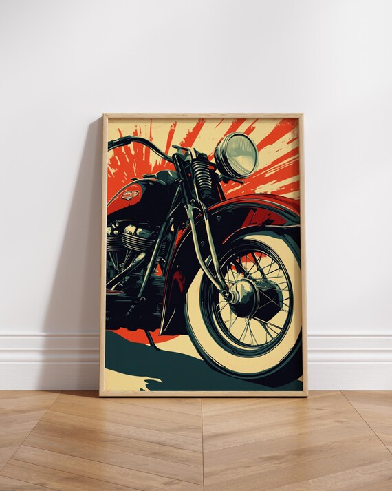Vintage Motorcycle Matte Poster Retro Wall Art Biker Decor Home Office