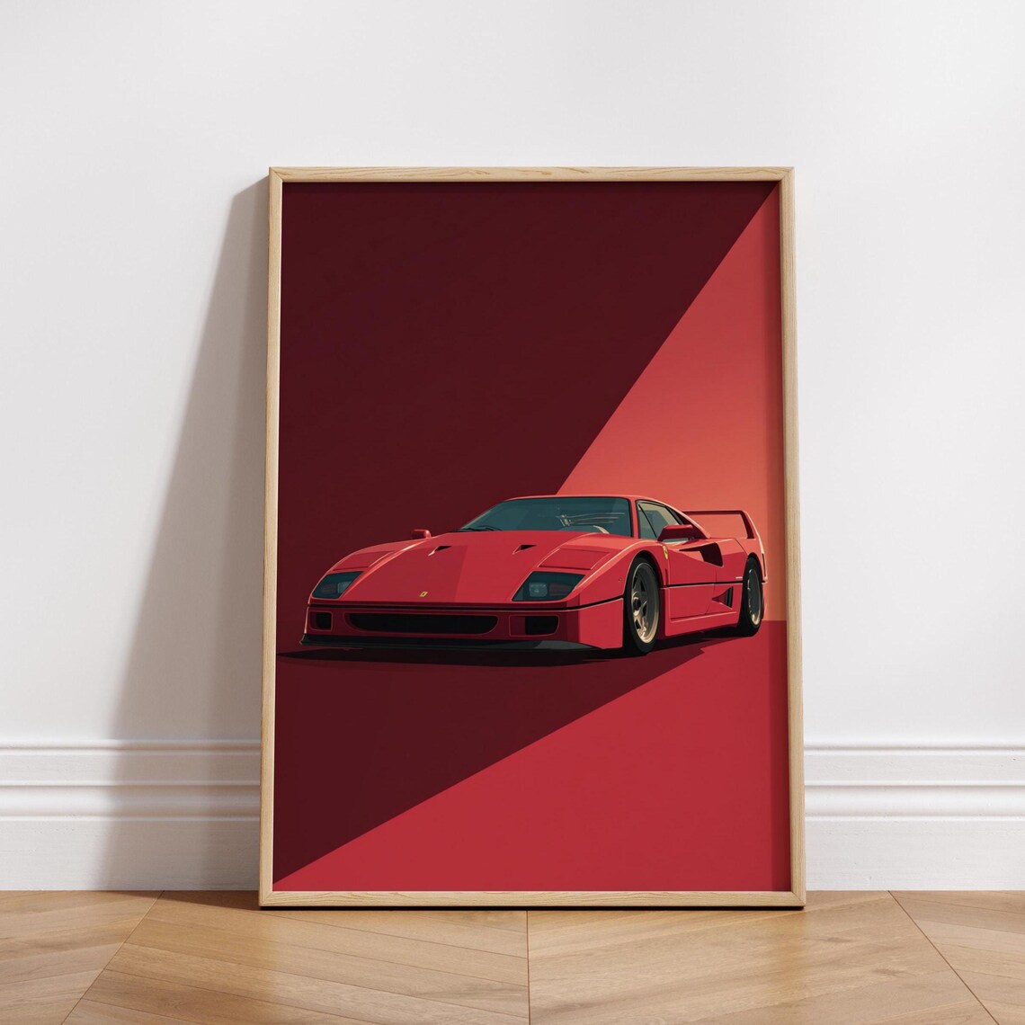 Red Supercar Retro Exotic Car Poster, 80s Sports