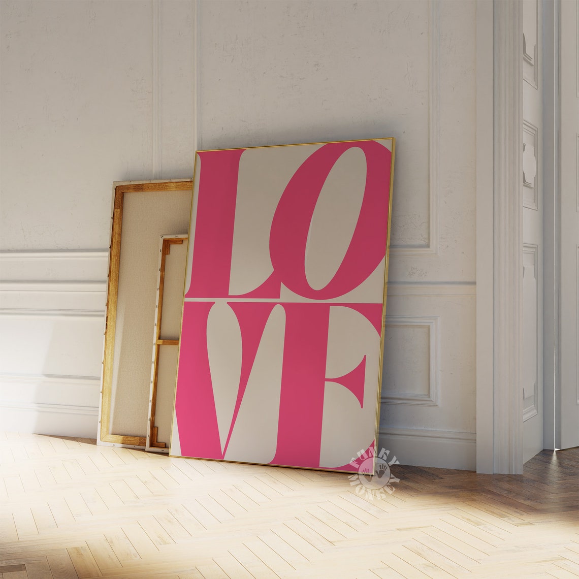 Love Hot Pink Bold Typography Statement Poster Modern Chic Wall Decor