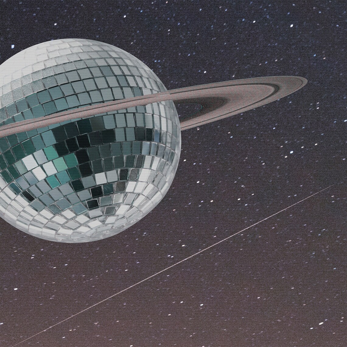 Surreal Retro Disco Ball Collage Art Print