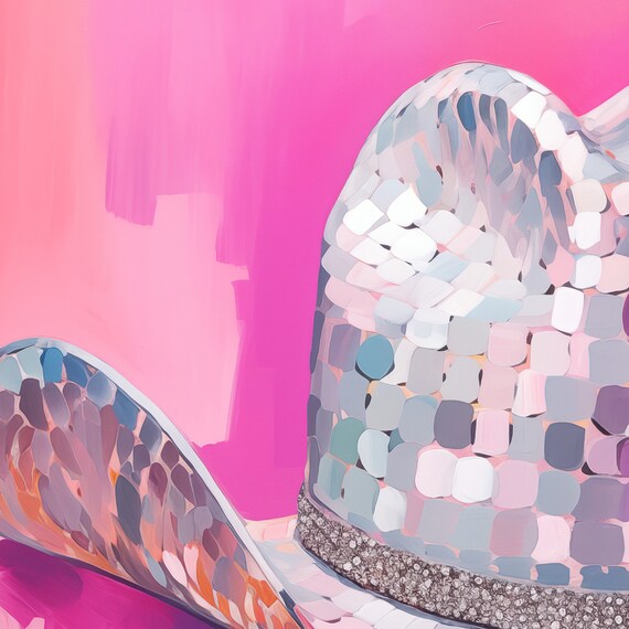 Funky Disco Cowgirl Hat Maximalist Art Print