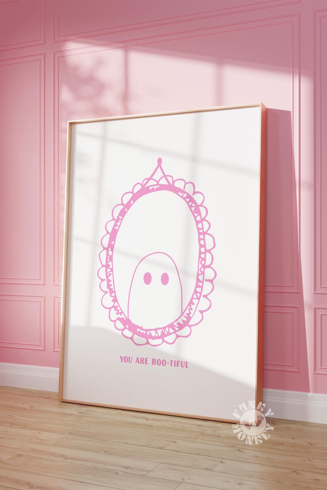 You Are Boo-tiful Pink Ghost Mirror Coquette Halloween Poster - Image 3