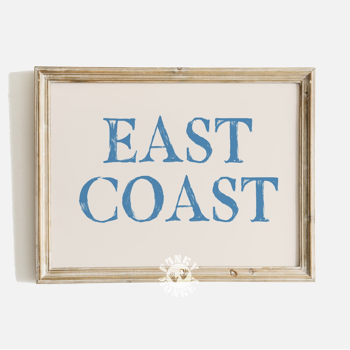 East Coast Blue Text Coastal Typography Minimalist Beach Poster